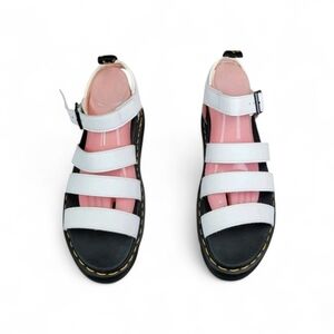 Dr Martens Blaire Womens Sandals Size 10 White Leather Platform Chunky Strappy